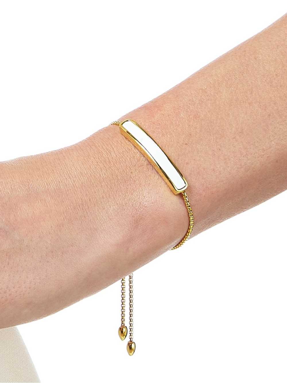 Monica Vinader 18ct Gold Vermeil White Chalcedony ‘Baja’ Bracelet 4-8” $425 MSRP